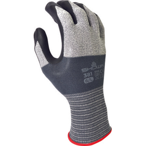 Gen. purpose embossed foamed nitrile coating extended elastic cuff black w/gray microfiber seamless knitted liner/small - All Tool & Supply