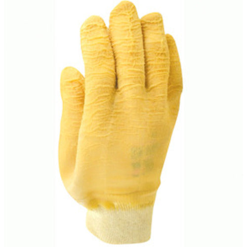 General purpose natural rubber fully-coated knit wrist yellow wrinkle-finish/large - All Tool & Supply