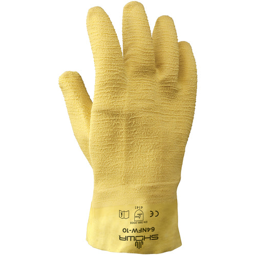 General purpose natural rubber fully-coated 10″ gauntlet cuff yellow wrinkle-finish/large - All Tool & Supply