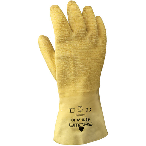 General purpose natural rubber fully-coated 12″ gauntlet cuff yellow wrinkle-finish/extra large - All Tool & Supply