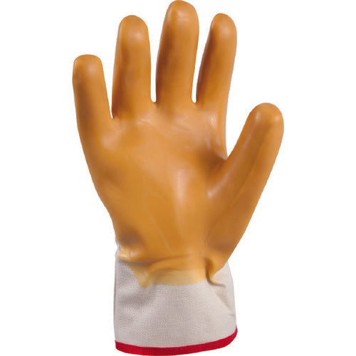 General purpose natural rubber palm-coated reinforced safety cuff white w/yellow dip smooth-finish/L - All Tool & Supply