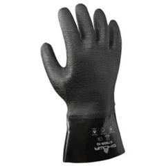 Chemical resistant neoprene fully coated heavyweight 12″ gauntlet black rough finish/large - All Tool & Supply