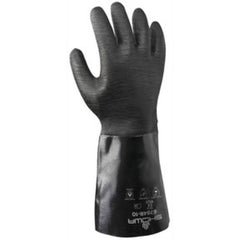 Chemical resistant neoprene fully coated heavyweight 14″ gauntlet black rough finish/large - All Tool & Supply