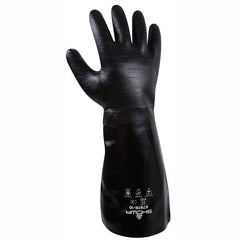 Chemical resistant neoprene fully coated heavyweight elbow length gauntlet black rough finish/large - All Tool & Supply