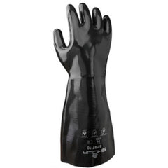 Chemical resistant neoprene fully coated heavyweight elbow-length gauntlet black smooth/large - All Tool & Supply