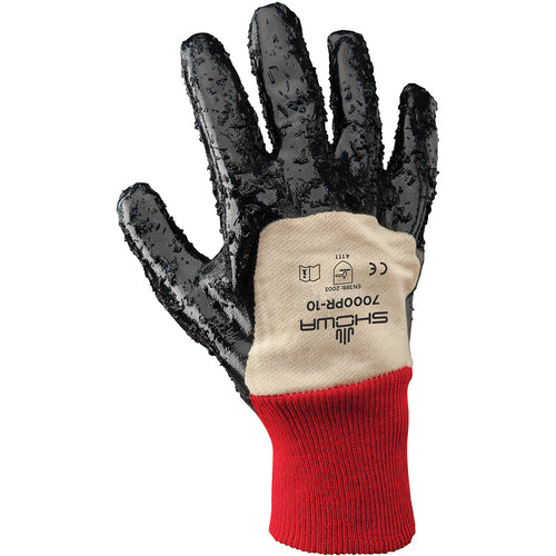 General purpose nitrile-coated white w/navy dip palm-coated rubberized knit wrist/medium - All Tool & Supply