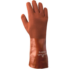 Chemical resistant PVC-coated nitrile-reinforced fully coated 12″ gauntlet red rough finish/large - All Tool & Supply