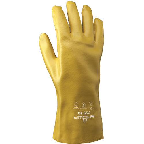 Chemical resistant PVC fully coated 12″ gauntlet/smooth yellow/large - All Tool & Supply