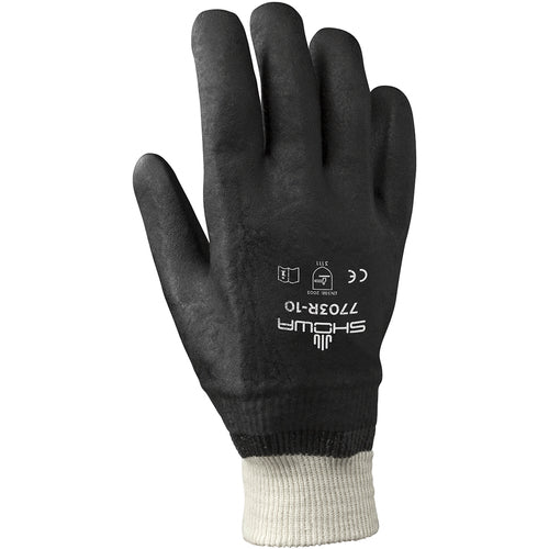 Chemical resistant PVC fully coated knit wrist w/jersey liner black rough finish/large - All Tool & Supply