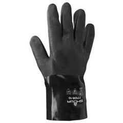 Chemical resistant PVC fully coated 10″ gauntlet w/jersey liner black rough finish/large - All Tool & Supply