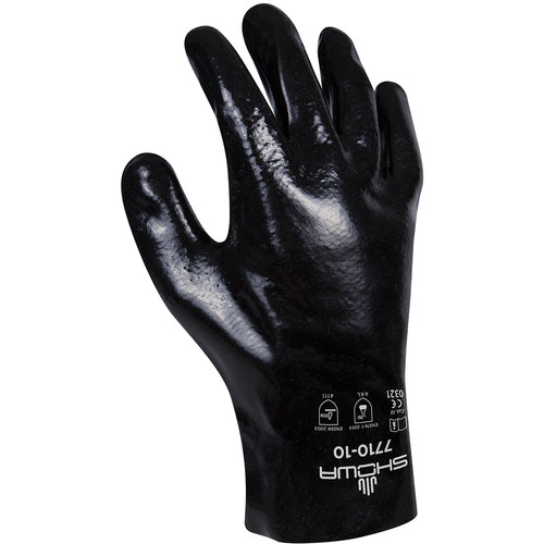 Chemical resistant PVC fully coated 10″ gauntlet w/jersey liner black smooth/large - All Tool & Supply