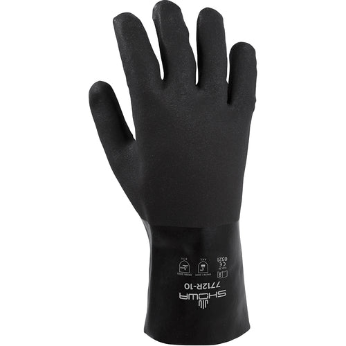 Chemical resistant PVC fully coated 12″ gauntlet w/jersey liner black rough finish/large - All Tool & Supply