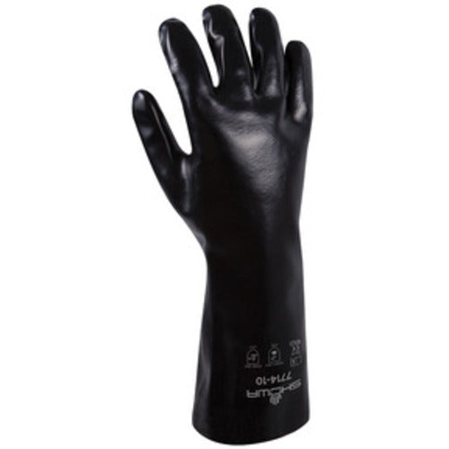 Chemical resistant PVC fully coated 14″ gauntlet w/jersey liner black smooth/large - All Tool & Supply