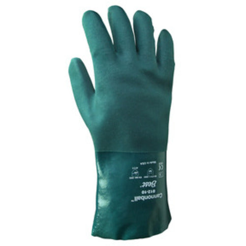 Chemical resistant PVC fully coated 12″ gauntlet forest green smooth/large - All Tool & Supply