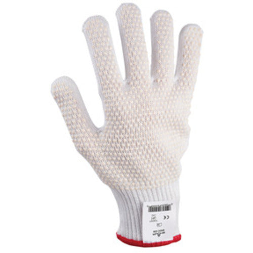 Cut resistant 10-gauge seamless knit PVC dotted HPPE w/Stainless Steel white ambidextrous ANSI CUT LEVEL 4/medium - All Tool & Supply