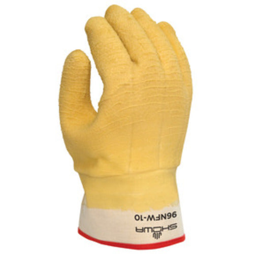 Insulated fully coated natural rubber safety cuff yellow wrinkle finish cotton jersey with triple layered foam insulation/large - All Tool & Supply