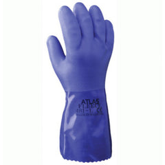 Chemical resistant PVC fully coated triple dipped seamless knitted liner fleece liner blue rough finish/large - All Tool & Supply