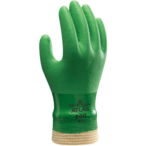 Chemical resistant PVC fully coated seamless jersey liner knit wrist rough finish over entire surface green/small - All Tool & Supply