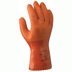 Chemical resistant PVC fully coated double dipped seamless knitted liner 10″ length orange rough finish/large - All Tool & Supply