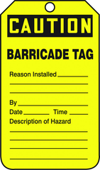 Barricade Tag, Caution Barricade Tag, 25/Pk, Plastic - All Tool & Supply