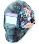 #41295 - Solar Powered Auto Darkening Welding Helment; Motorcycle Pin Up Girl Graphics - All Tool & Supply