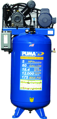 80 Gallon Vertical Tank Two Stage; Belt Drive; 5HP 230V 1PH; 18.4CFM@175PSI; 530lbs. - All Tool & Supply