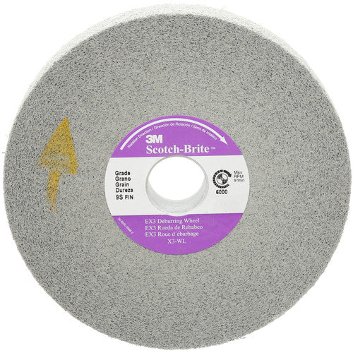 Scotch-Brite EX3 Deburring Wheel X3-WL 9S Fine 8″ × 1/2″ × 3″