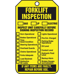 Forklift Tag, Forklift Inspection (Checklist)/Forklift Inspect, 25/Pk, Cardstock - All Tool & Supply