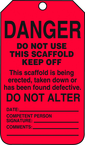 Scaffold Tag, Danger Do Not Use This Scaffold Keep Off, 25/Pk, Plastic - All Tool & Supply