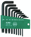 9 Piece - T8; T9; T10; T15; T20; T25; T27; T30; T40 - Black Finish - Torx L-Key Short Arm Set & Holder - All Tool & Supply