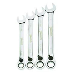 4 Piece - 12 Pt Ratcheting Combination Wrench Set - High Polish Chrome Finish SAE - 13/16" - 1" - All Tool & Supply