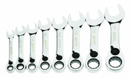 8 Piece - 12 Pt Ratcheting Stubby Combination Wrench Set - High Polish Chrome Finish SAE - 5/16 - 3/4" - All Tool & Supply