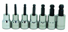 7 Piece - 1/8; 5/32; 3/16; 7/32; 1/4; 5/16; & 3/8" - 3/8" Drive - Ball Hex Socket Set - All Tool & Supply