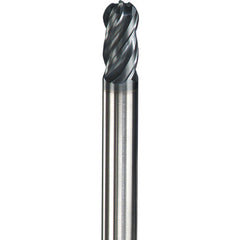 ‎5/8″ Dia. × 5/8″ Shank × 1-1/4″ DOC × 3-1/2″ OAL, Carbide AlTiN, Spiral , 4 Flute, Flat, Ballnose End Mill - Exact Industrial Supply