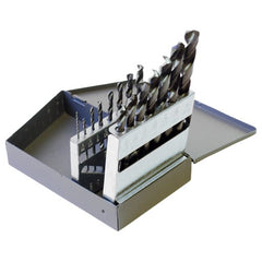 ‎1/16-1/2 RHS / RHC HSS 135 Degree Split Point Heavy Duty Jobber Length Drill Set - TiCN - Exact Industrial Supply