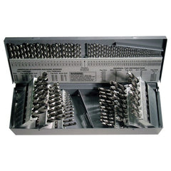 ‎1/16-1/2, A-Z, #1-#60 RHS / RHC HSS 118 Degree Radial Point CLE-MAX™ Jobber Length Drill Set - Bright - Exact Industrial Supply