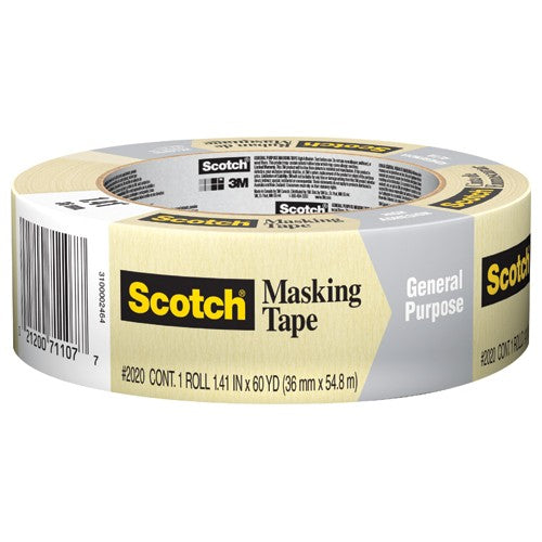 ‎Scotch Contractor Grade Masking Tape 2020-36AP 1.41″ × 60.1 yd (36mm × 55m) - All Tool & Supply