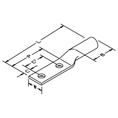 3M Scotchlok Copper Two Hole Long Barrel Lug 31166 up to 35 kV 500 kcmil Brown - All Tool & Supply