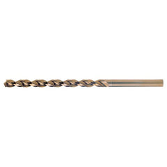 #21 RHS / RHC HSS-CO 8% (M42) 135 Degree Split Point Q-Cobalt Wide Land Parabolic Taper Length Drill - Straw / Gold Oxide - Exact Industrial Supply