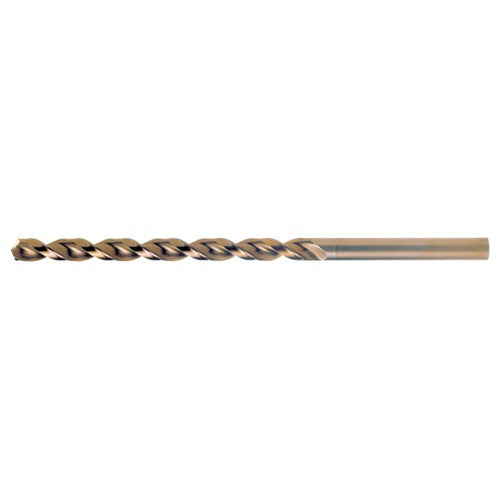 4.00mm RHS / RHC HSS-CO 8% (M42) 135 Degree Split Point Q-Cobalt Wide Land Parabolic Taper Length Drill - Straw / Gold Oxide