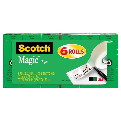 Scotch Magic Tape 810K6 6 rolls of 3/4″ × 1000″ - All Tool & Supply