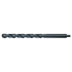 19/64 RHS / RHC HSS 118 Degree Radial Point Automotive Tanged Shank Style Taper Length Drill - Steam Oxide