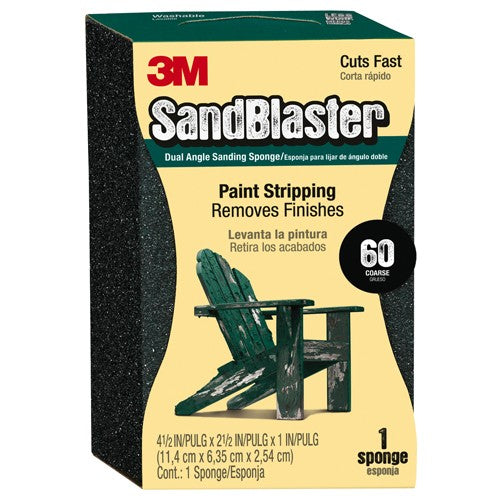 3M SandBlaster EDGE DETAILING Sanding Sponge 9558 60 grit 4 1/2″ × 2 1/2 × 1″ - All Tool & Supply