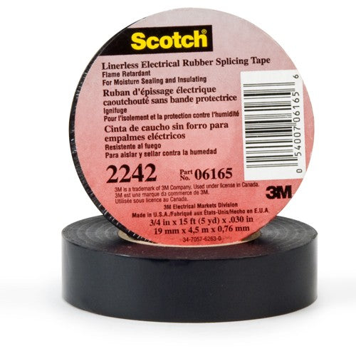 ‎3M Linerless Electrical Rubber Tape 2242 1-1/2″ × 15 ft 1″ core Black - All Tool & Supply