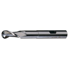 ‎1″ 1″ 2-1/2″ 7-1/4″ RHS / RHC HSS HSS Single End 2-Flute Center Cutting Extended Neck Ball Nose Finishing End Mill - Bright - Exact Industrial Supply