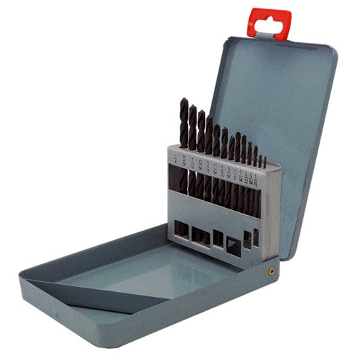 ‎1/16-1/4 RHS / RHC HSS 118 Degree Radial Point General Purpose Jobber Length Drill Set - Steam Oxide