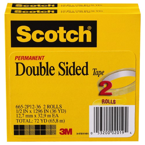 ‎Scotch Double Sided Tape 665-2P12-36 1/2″ × 1296″ 2 pk - All Tool & Supply