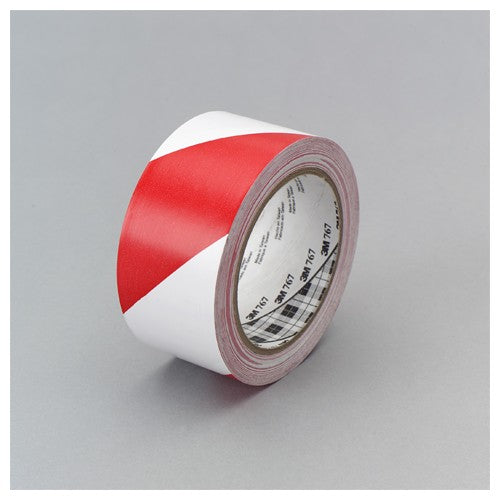 3M Safety Stripe Vinyl Tape 767 Red/White 2″ × 36 yd 5 mil Individually Wrapped Conveniently Packaged - All Tool & Supply