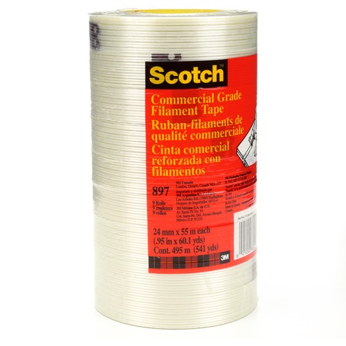 Scotch Filament Tape 897 Clear 24 mm × 55 m 5 mil - All Tool & Supply