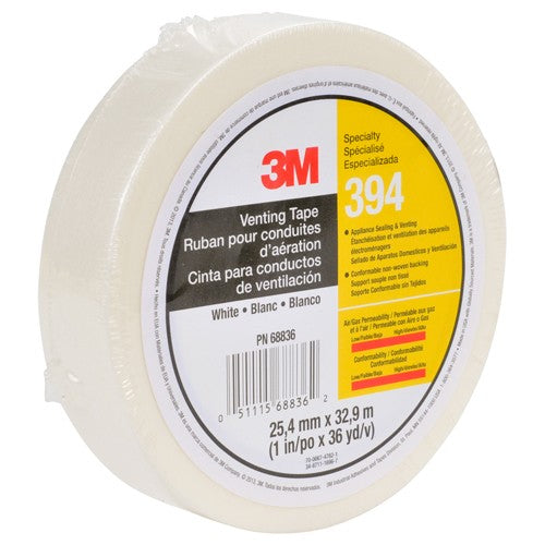 3M Vent Tape 394 White 1″ × 36 yd 4 mil Individually Wrapped Conveniently Packaged - All Tool & Supply